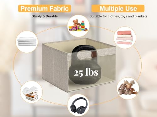 StorageWorks Closet Storage Bins with Clear Window, Brown and Beige, 3-Pack - Image 7