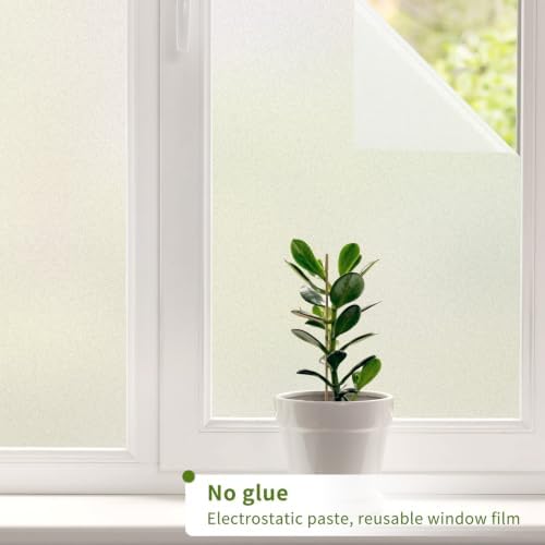 WPCTEV Frosted Glass Window Privacy Film, Static Cling, Pure, 35.4In x 16Ft - Image 6