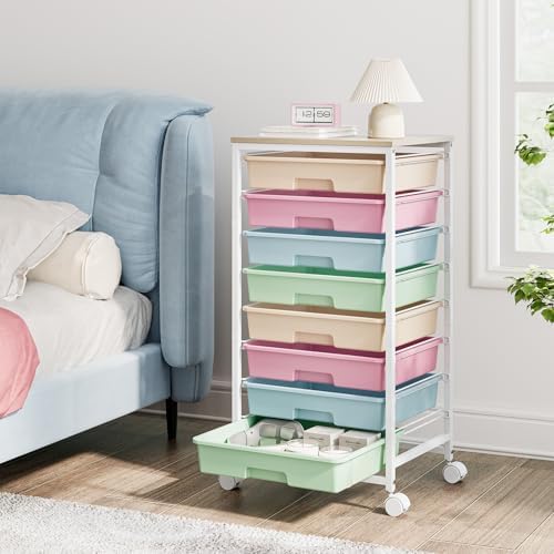 Rolling Storage Cart, Rainbow Cart with 8 Drawers and Wooden Tabletop, Teacher Organization for Classroom, Art Cart for Classroom,Office,Bedroom,Rainbow - Image 7