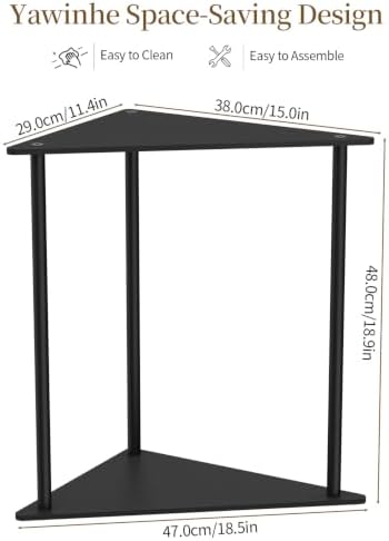 Yawinhe Triangle Metal End Table,2-Tier Small Corner Table,Black,1 Pack - Image 3