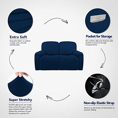 PureFit Super Stretch Loveseat Recliner Sofa Couch Cover with Pocket - Image 3