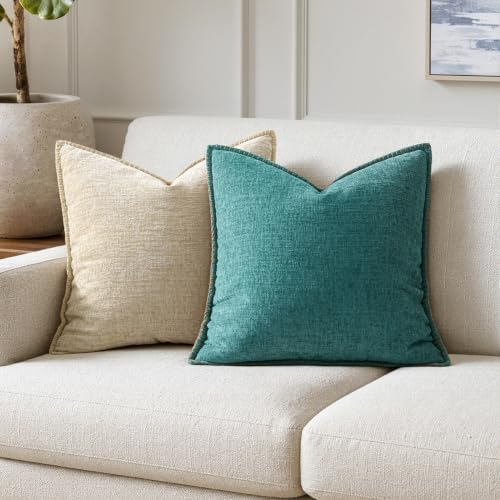 MIULEE Decorative Couch Throw Pillow Covers 18x18 Inch Teal 2 Pack - Image 4
