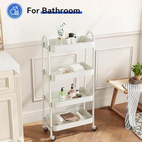 NEWBULIG 4-Tier Metal Rolling Storage Utility Cart with Lockable Wheels - Image 5