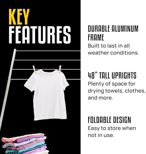 Stromberg Carlson CL-100 Bumper Mounted Clothesline - 48" aluminum foldable travel drying rack for RV Bumper, camper, and outdoor use; 84" hanging space, ideal RV clothesline and camping laundry rack. - Image 2