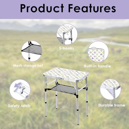 Small Folding Camping Table, 2ft Portable Table, Blossoms - Image 4