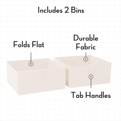 RiverRidge Folding Storage Bins - 2-pack of 5in Tall Cream Cubes - Image 3