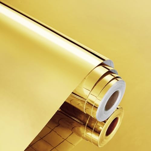 WESTICK 24"x394" Large Gold Heat Transfer Vinyl Roll Self Adhesive Flexible Gold Permanent Vinyl Wallpaper Peel and Stick Golden Contact Paper for DIY Art Crafts Home Decoration Cabinets Countertops by WESTICK