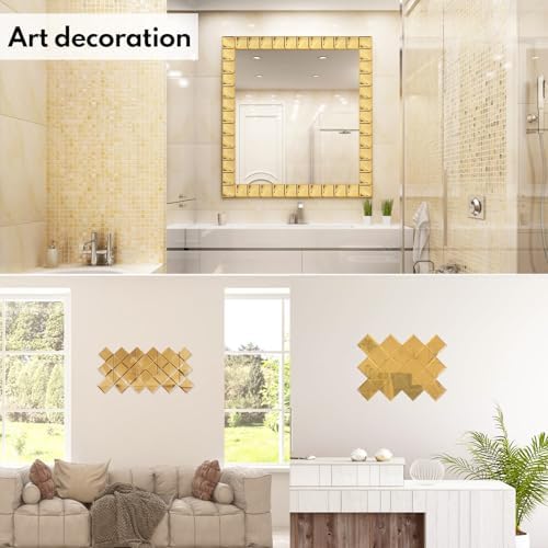 Lovdeco Peel and Stick 3 Inch Gold Mirror Backsplash, Square Tile for Kitchen Bathroom (32 Sheets, 2 SQ.FT.) - Image 5