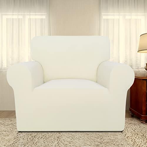 PureFit Super Stretch Chair Covers Fleece Couch Covers for Sofa Ivory - Image 2