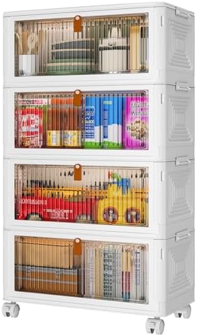 YFXCVSL 4 Tier Plastic Storage Bins with Lid 36QT, Stackable Storage Bins by YFXCVSL