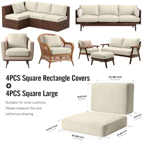 8Pcs Outdoor Cushion Covers, Stretch Patio Furniture Couch Chair Slipcovers - Image 2