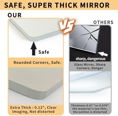 Unbreakable Kids Mirror Tiles for Wall Decor, 4 PCS 16 x 16 Inches Toddler Mirror Full Length, Stick on Classroom Small Plastic Baby Mirrors, Shatterproof Home Gym Acrylic Door Mirrors for Bedroom - Image 3