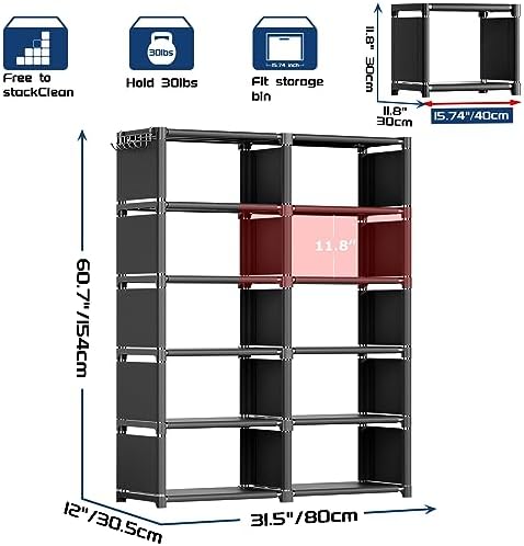 Mavivegue Black Book Shelf 10 Cube Storage Organizer Bookcases Closet - Image 2
