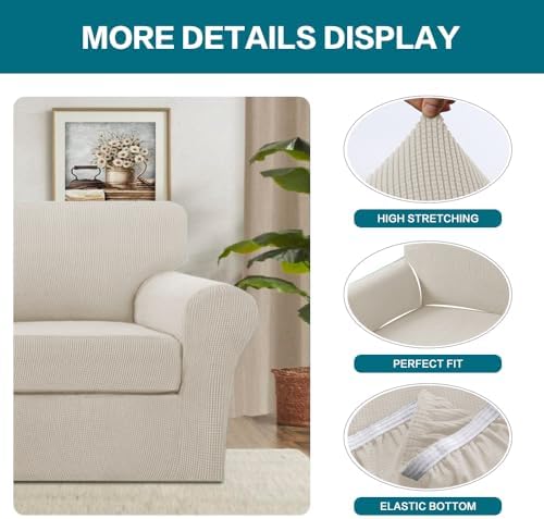Turquoize 2 Piece Chair Covers Armchair Slipcovers for Living Room Armchair Sofa Cover with Individual Cushion Covers Feature Jacquard Fabric (Chair, Island Fossi) - Image 4