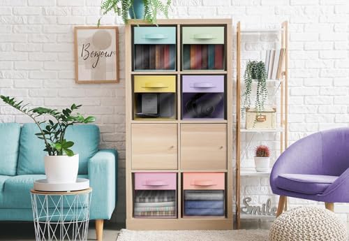 Sorbus Storage Bins with Clear Window, 6 Pack (13", Pastel Multi-Color) - Image 7