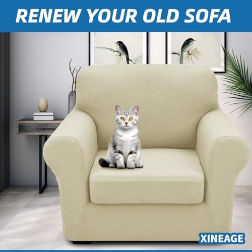 XINEAGE 2-Piece Stretch Armchair Sofa Cover, Washable Couch Covers for Dog - Image 4
