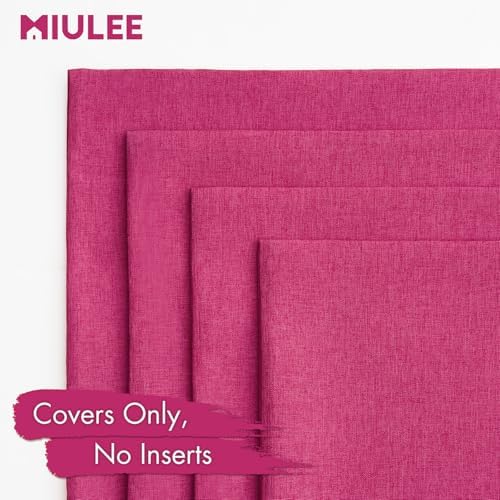 MIULEE Pack of 4 Decorative Outdoor Throw Pillow Covers Linen Waterproof Pillow Covers Farmhouse Cushion Cases for Patio Garden Tent Balcony Couch Sofa 18x18 inch Hot Pink - Image 5