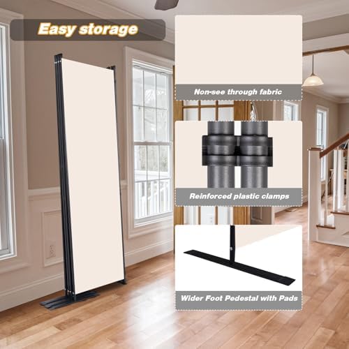 Room Divider, 4 Panel Folding Privacy Screens with Wider Feet, Beige - Image 4