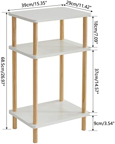 IBUYKE 3-Tier Side Table, Wood End Table, White UWST003W - Image 3
