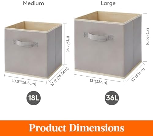 Lifewit Storage Cubes, 13 Inch Organizer Bins, 36L Light Gray, 12 Packs - Image 5