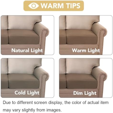 H.VERSAILTEX Super Stretch Individual Seat Cushion Covers Sofa Covers Couch Covers Slipcover Sets Thick Jacquard Textured Twill Fabric (2 Piece Large Sofa Cushion Covers, Macchiato) - Image 6