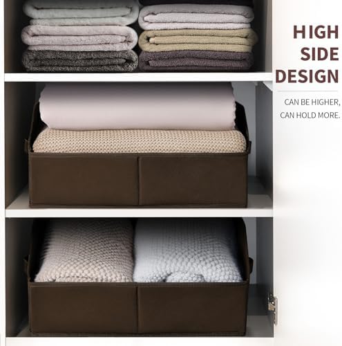 Homsorout Trapezoid Closet Storage Bins - Large Fabric Baskets for Organizing, Storage Baskets for Shelves, Cube Organizer Bins for Home, Closet, Dorm, 6 Pack, Brown - Image 4