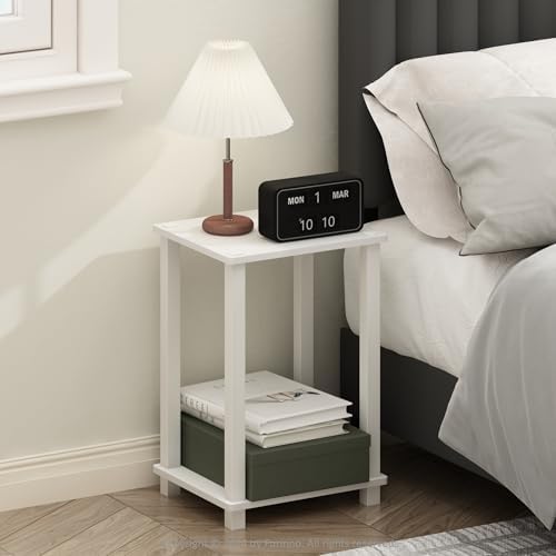Furinno Simplistic Toolless 2-Tier Compact Night Stand, White by Furinno-FitsYourSpaceFitsYourBudget