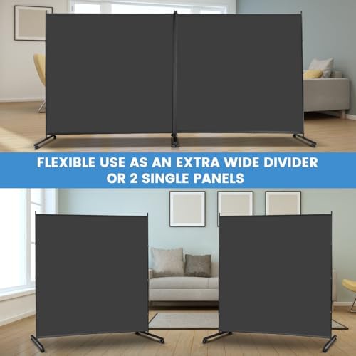 MAYOLIAH 2 Large Panels Room Divider on Lockable Wheels, 142" Wx75 Hx20”D - Image 4