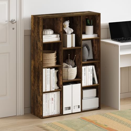 Furinno LUDER Book Shelf, 11-Cube Bookshelf, Reversible Bookcase, 9.4 x 29.1 x 41.7, Easy Assembly, for Living Room, Bedroom, Home Office, Amber Pine - Image 2