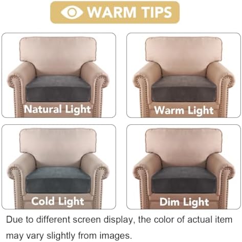 H.VERSAILTEX Velvet Stretch Couch Cushion Cover Plush Cushion Slipcover for Chair Cushion Furniture Protector Seat Cushion Sofa Cover (1 Piece Armchair Cushion Covers, Grey) - Image 6