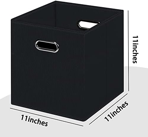 Black Foldable Storage Cubes Bins , Fabric Storage Box Cubes Organizer Baskets with Dual Handles for Home Organizer (Black) - Image 2