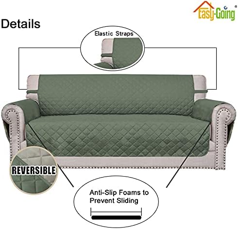 Easy-Going Reversible Couch Cover, Oversized Chair, Greyish Green/Beige - Image 3