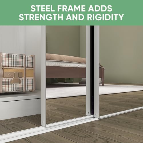 JUBEST 48''x80'' Mirror Closet Doors, One Side Sliding Closet Door - Image 3