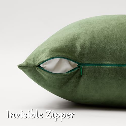 GIGIZAZA Olive Green Velvet Throw Pillow Covers 12x20 Pack of 2 - Image 4