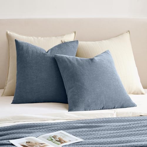 MIULEE Dark Grey Blue Chenille Couch Throw Pillow Covers, 18x18 - Image 4