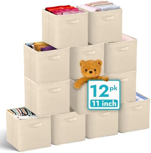 Reli. 11 Inch Cube Storage Bins (12 Pack) | Cube Organizer Bins by Reli