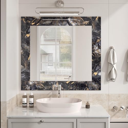 Wallercity Black/Gold Peel and Stick Wallpaper Borders for Kitchen Bathroom Marble Countertops Border Contact Paper Vinyl Waterproof Border Stickers for Wall Decor Corner Mirror Frame 3.94''x197'' - Image 4