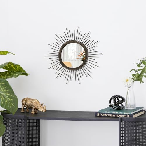 Sunburst Spoked Mirrors for Wall Boho Home Round Wall Art Mirror Classic Metal Modern Hanging Mirror Living Room Hallway Bathroom Bedroom Office Vanity Entryway - Image 2