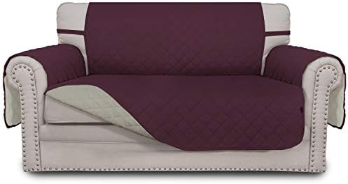Easy-Going Reversible Couch Cover, 2 Cushion Sofa, Loveseat, Wine/Beige by Easy-Going