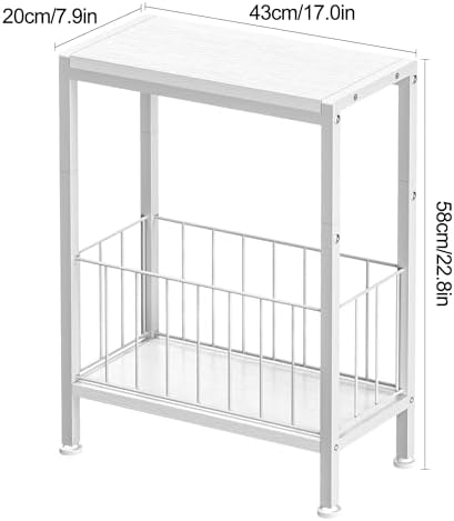Narrow Side Table, Skinny End Tables with Magazine Holder, Small Sofa Table for Small Spaces, Space-Saving Design, Slim Nightstand Bedside Table for Living Room, Bedroom, Office, White - Image 3