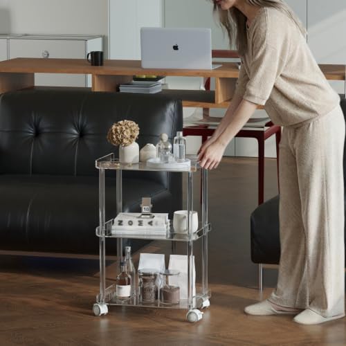 AQUIVER Acrylic 3 Tier Rolling Storage Cart - Small Utility Cart Organizer - Image 4