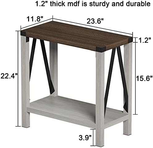 ChooChoo Farmhouse End Tables Living Room Set of 2, Narrow Side Tables - Image 3