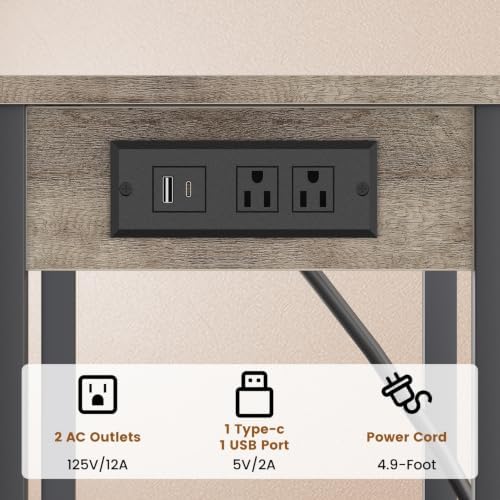 Tall Side Table with Charging Station, 30 Inch Tall End Tables Living Room - Image 4