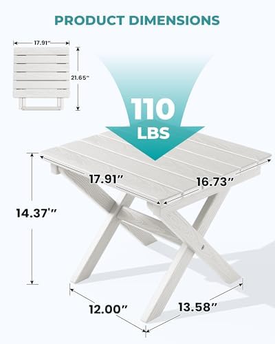 SERWALL Small Folding Outdoor Side Table Set of 4, White - Image 3
