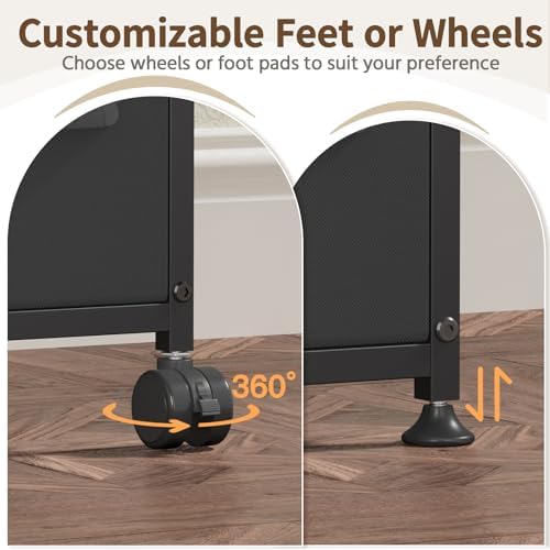 LASZOLA Narrow Cabinet Slim Storage Cart for Bathroom Small Space, Black - Image 7
