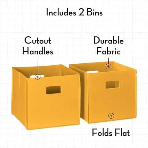 RiverRidge Folding Storage Bins - 2-pack of 10in Tall Golden Yellow Cubes - Image 4