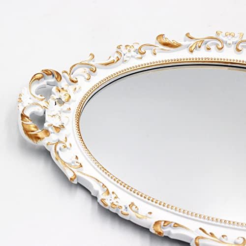 Tstarer Vintage Decorative White Framed Mirror, Small Oval Wall Hanging Mirror - 9.6" W x 14.3" L (White) - Image 6