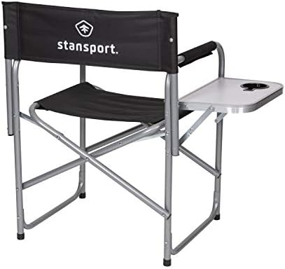 Stansport Directors Chair with Side Table, One Size, Black - Image 5