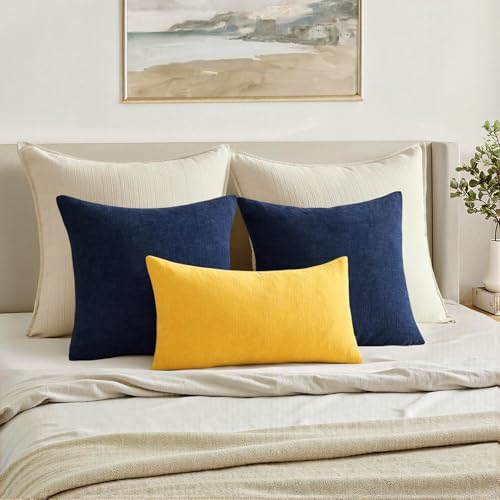 MIULEE Yellow Chenille Couch Throw Pillow Covers, 18x18 - Image 4