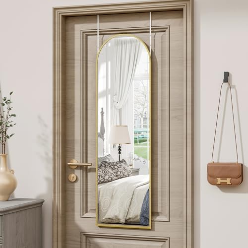 Vlush Door Mirror, Full Length Mirrors Over The Door, 14'' x 48'' Hanging/Rectangular Wall Mirror, Wall-Mounted/Hanging/Leaning, Home Decor,(Gold) - Image 2